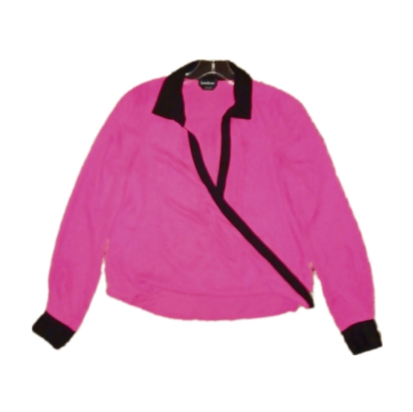 Bebe Pink Blouse w/ Black Trim - Picture 3 of 5